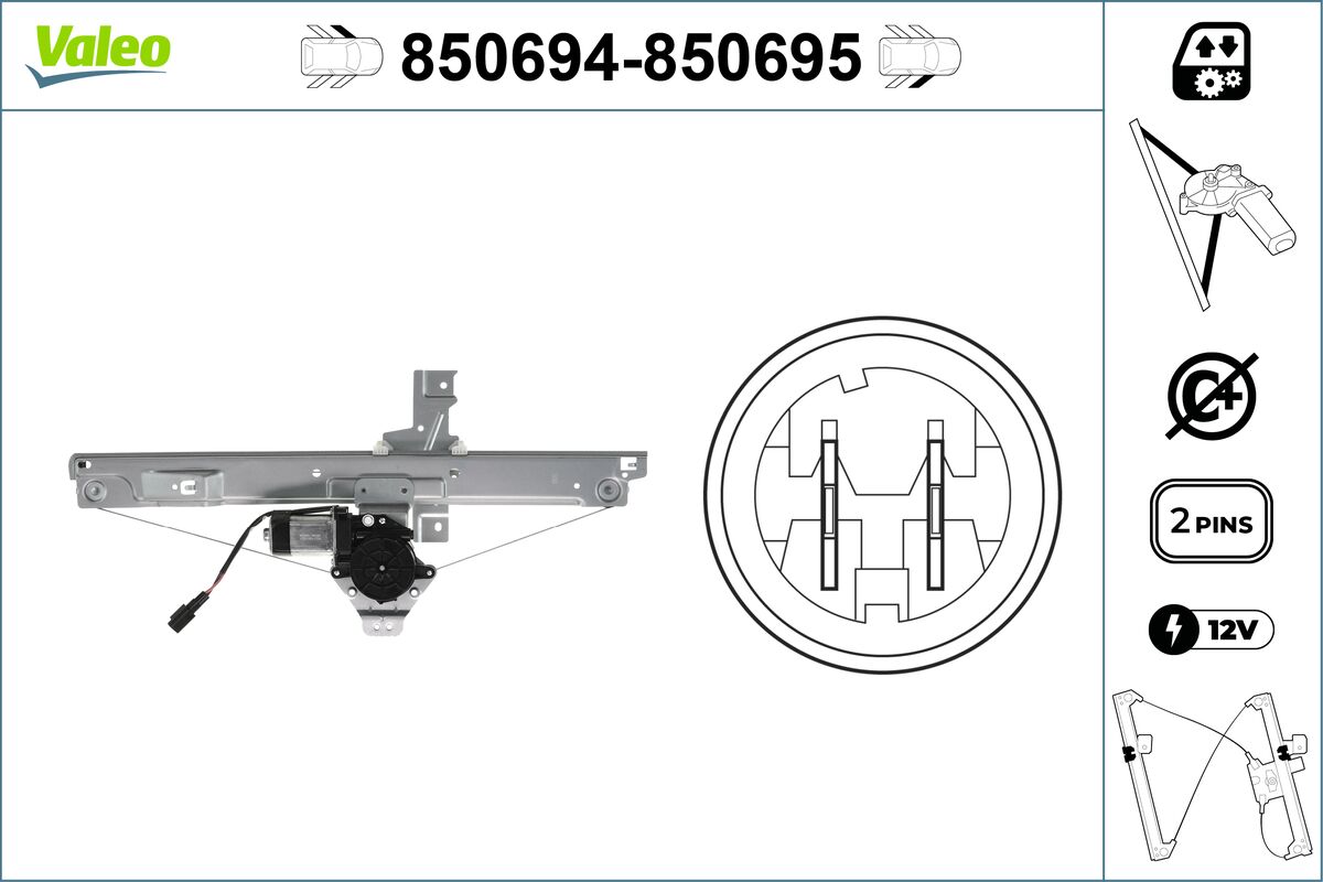 VALEO 850694 Ablakemelő szerkezet